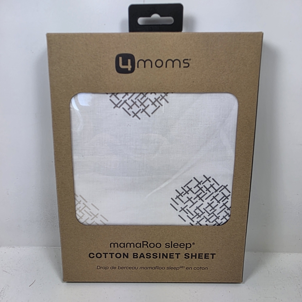 4moms mamaRoo Sleep Cotton Bassinet Sheet - White with Gray Pattern